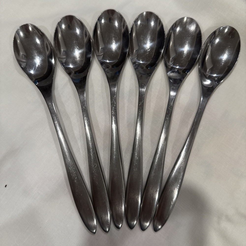 6 Playboy MCM Teaspoons Spoon Stainless 6.75" Mid-Century Modern Design Japan